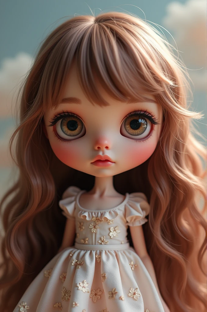 Blythe doll brown hair with pink highlights 
