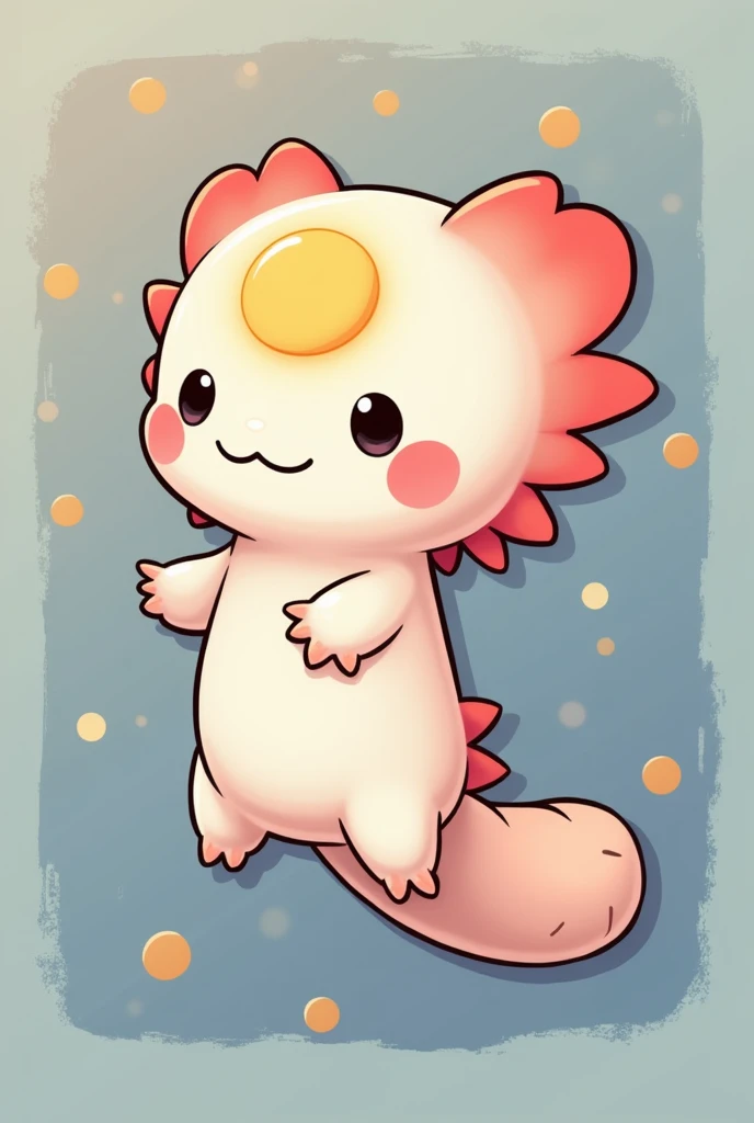 Chibi axolotl with a moon on its forehead