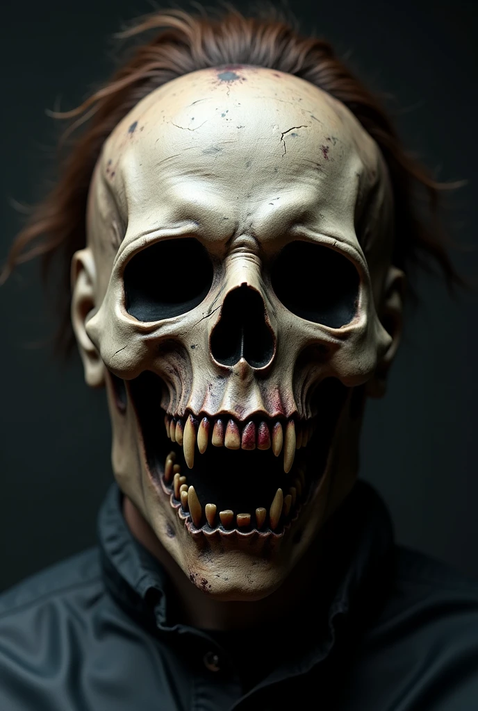 generates a realistic image of the Michael Myers mask with its marked features but that looks like a skull