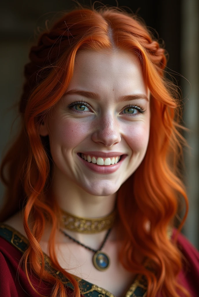 Smile of a red-haired medieval girl
