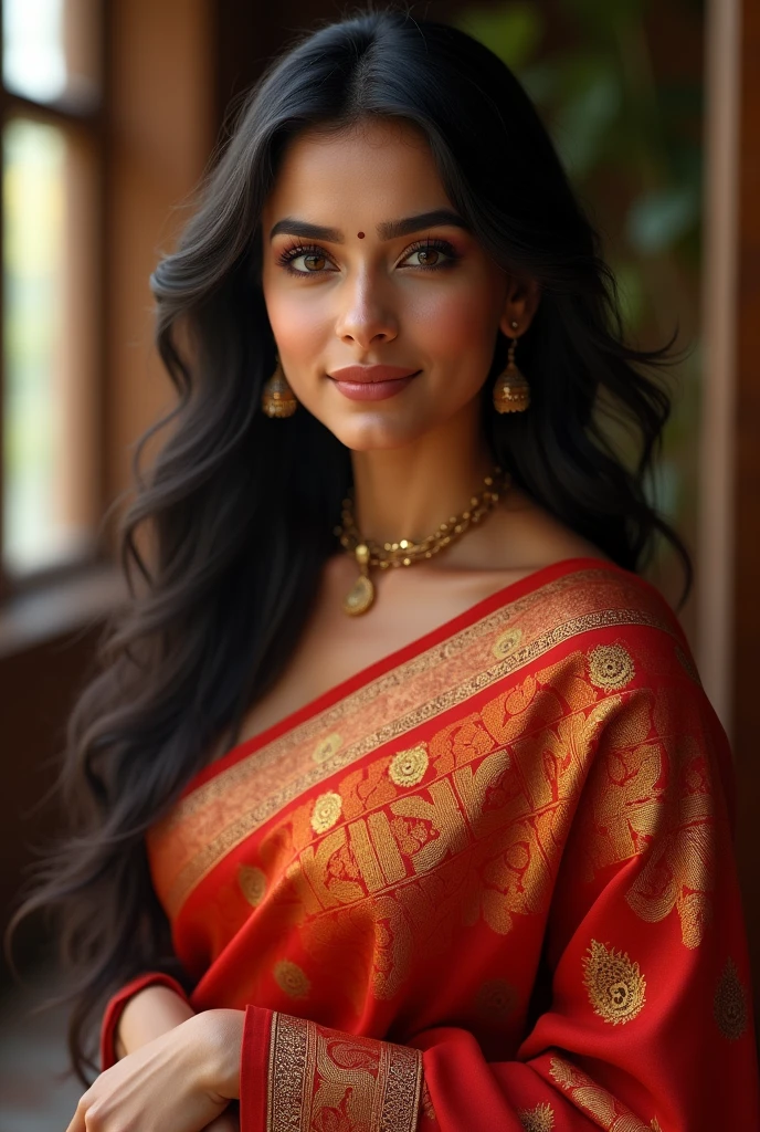 Hot aunty with saree fair skin dark hair