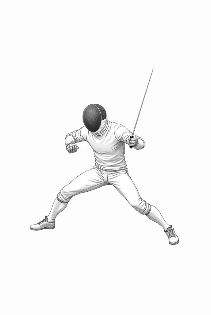 Hand drawn illustration of a fencer full body, sketchbook, without background. Draw with pencil
