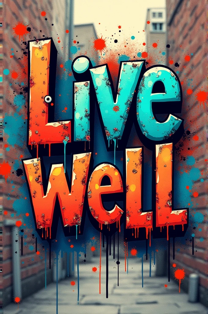 Live well. With graffitied letters
