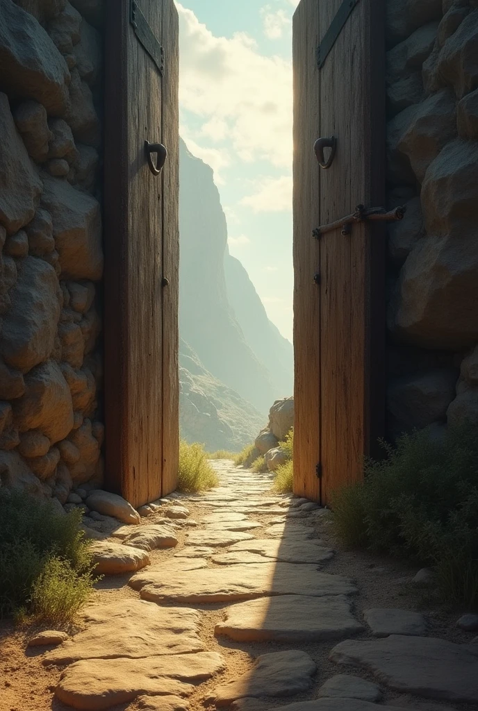 Create an image that refers to the narrow and wide gate that Jesus talks about in one of his parables. (Mateo 7:13-14)
Let the image represent both doors and the number of people who pass through each of them “Enter through the narrow gate; because the gate is wide, and spacious is the road that leads to destruction, and many are those who enter through it; because the gate is narrow, and narrow is the road that leads to life, and few are those who find it.”
S. Mateo 7:13-14 RVR1960