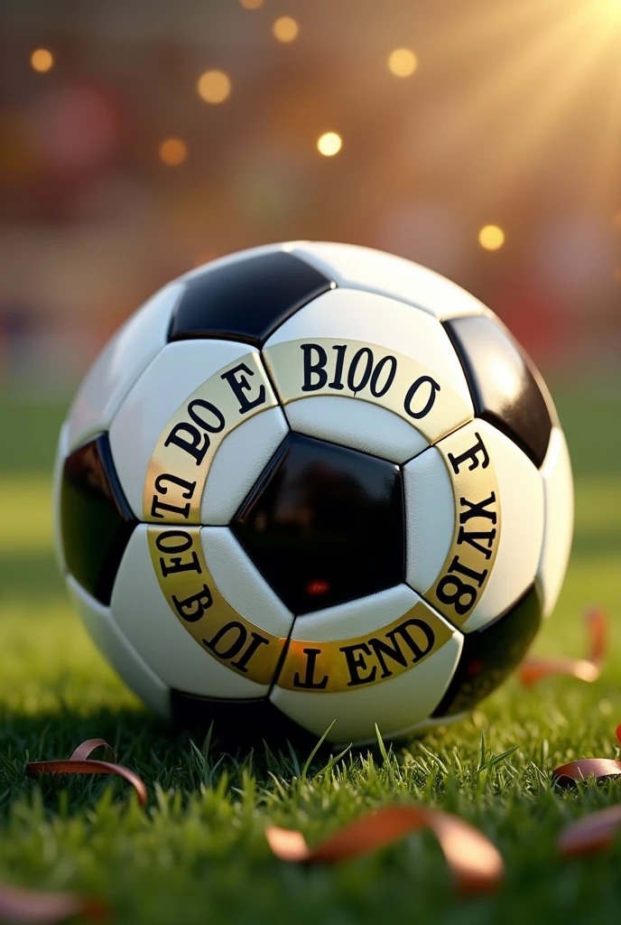 Can you make me a soccer ball that says around the ball? , happy 80th anniversary , in Spanish