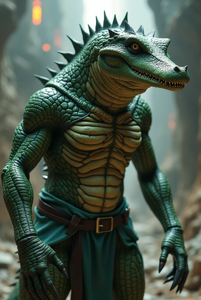 A humanoid crocodile science fiction character