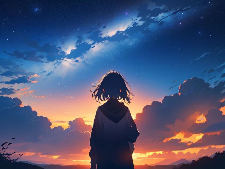 I want to go to you I want to run out and go right now It's pitch black and I can't see anything, it's scary, but it's okay The countless starry sky is still here, forever I won't cry, because it was a beautiful sky I saw with you a long time ago