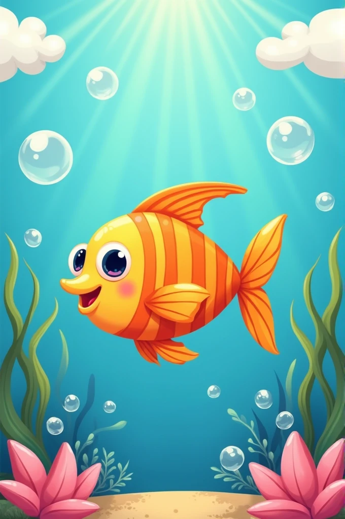 A happy little fish and bubbles (easy for kids)
