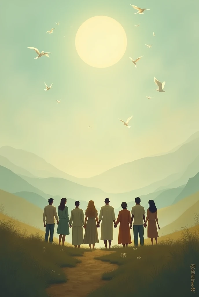 Drawing with the theme peace has no limits, without plagiarism