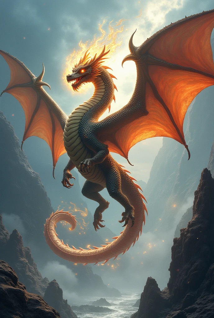 A western dragon casting a yin and yang spell