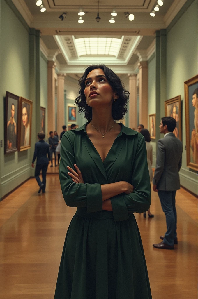 Maya arriving at the museum and discovering the tampering of her works 