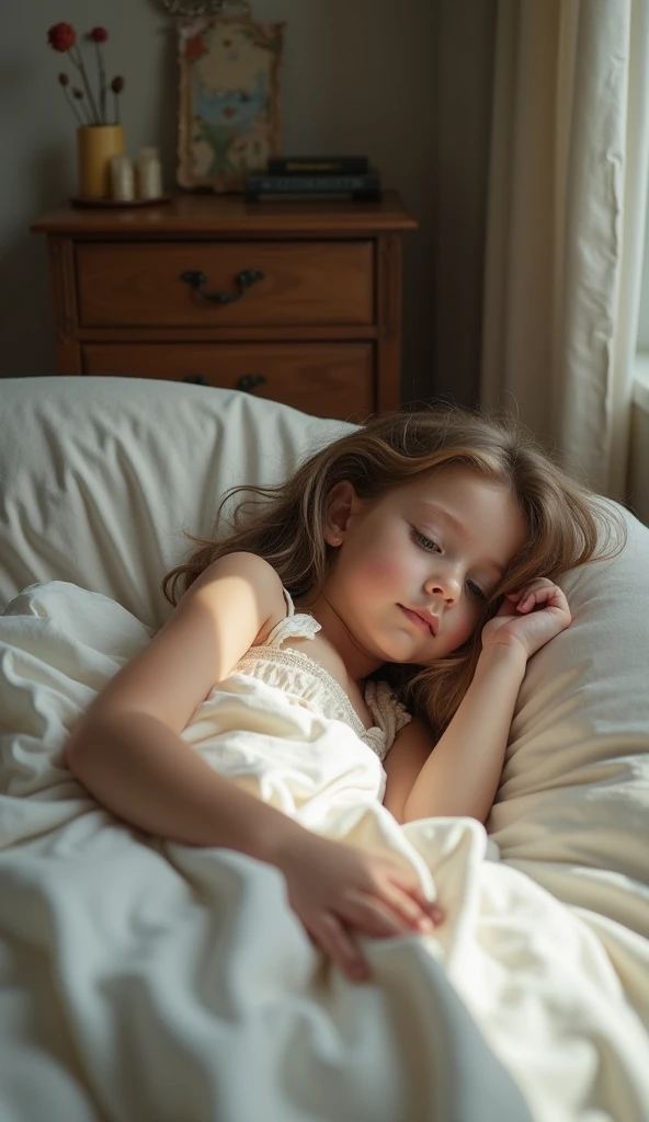 Girl lying in bed