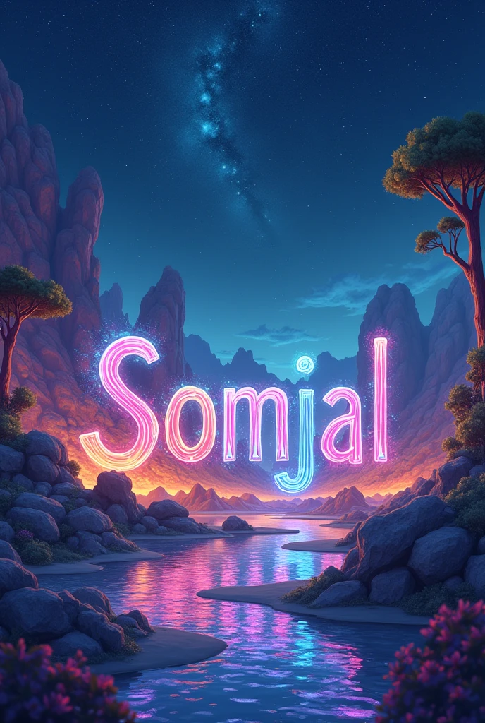 Add the word 'Somjal' and put some mix colour and some stars 