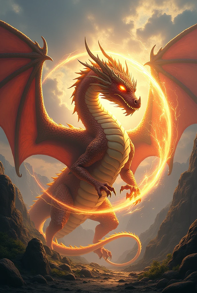 A strong western dragon cast a yin yang spell