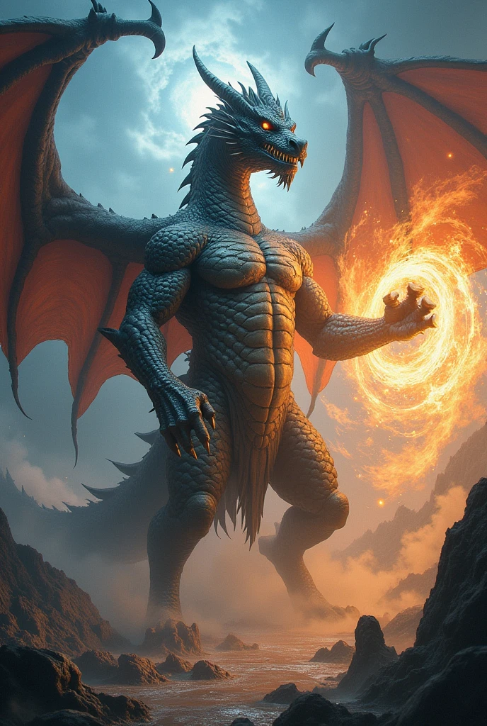 RPG, A muscular western dragon cast a yin yang spell