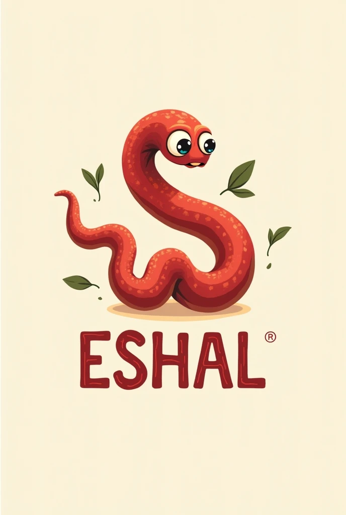 create a logo in spanish for a company called "ESHAL " which is dedicated to the sale of snacks (Popcorn, totopos, nutritional bars among others) Made from Californian red worm flour (that the logo is creative and professional) that has a logo worm.