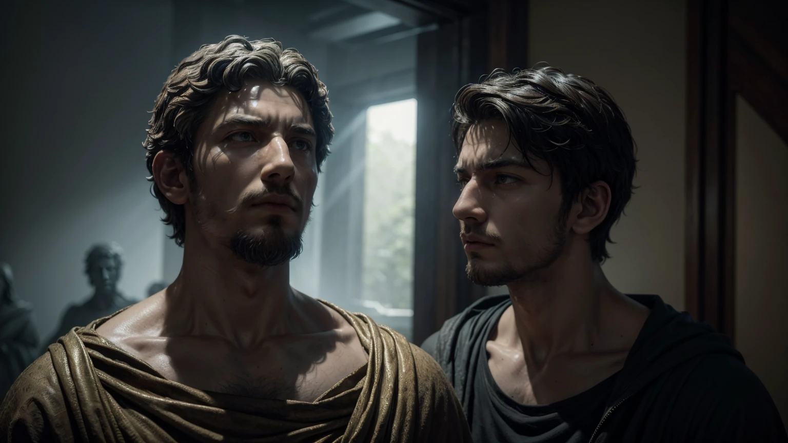 Marcus Aurelius: A statue or painting of Marcus Aurelius, one of the Stoic philosophers mentioned., perfect composition, beautiful detailed intricate insanely detailed octane render trending on artstation, 8 k artistic photography, photorealistic concept art, soft natural volumetric cinematic perfect light, chiaroscuro, award - winning photograph, masterpiece, oil on canvas, raphael, caravaggio, greg rutkowski, beeple, beksinski, giger