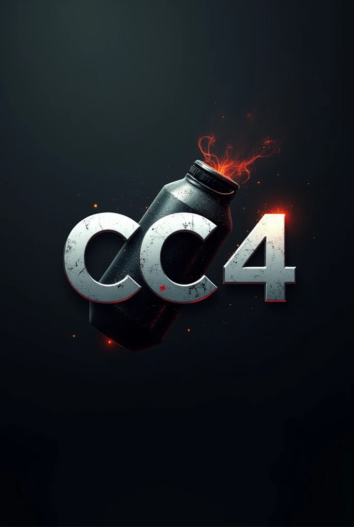 A logo for a group profile with the acronym "CC4". Along with the logo, find a way to implement an image of a C4 bomb along with the acronym logo. With a C4 bomb in the background, Behind the logo.