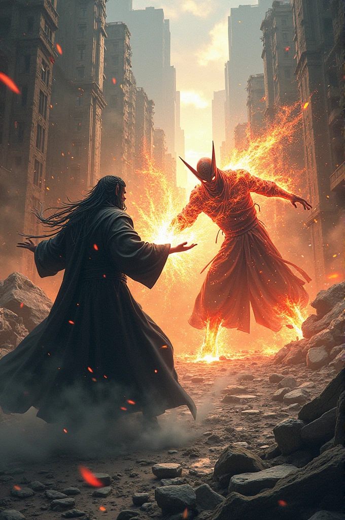 Insane battle gojo vs sukuna destroyed city realistic art jujutsu kaisen
