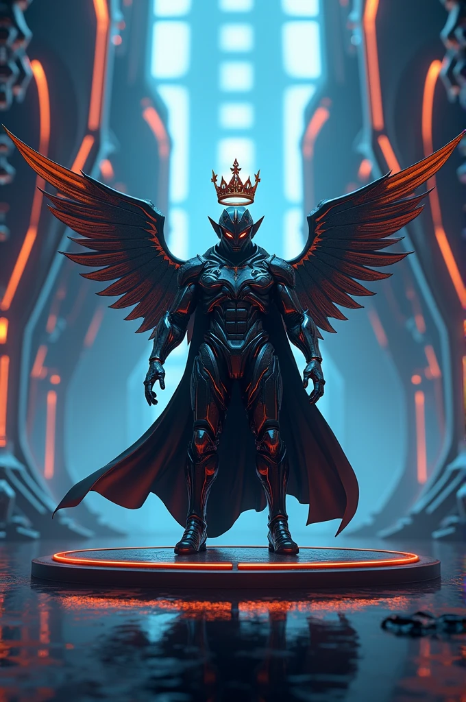 The name Vic Gamer12 with wings in the background and a crown on top and with a futuristic background