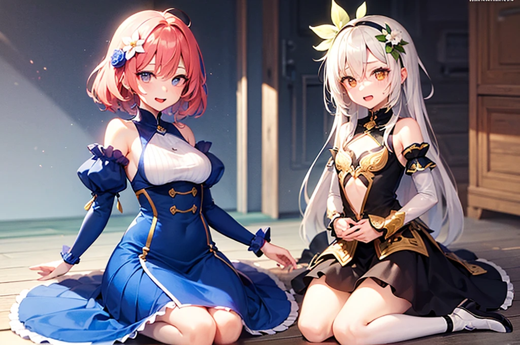 masterpiece, best quality, ultra-detailed,1girl, :d, bare shoulders, blush, breasts, detached sleeves, dress, flower, full body, green dress, hair between eyes, hair flower, hair ornament, KoKKoro, long sleeves, open mouth, puffy long sleeves, puffy sleeves, see-through, see-through sleeves, seiza, short hair, sitting, sleeveless, sleeveless dress, smile, 独奏, white flower,In flat colors, Depth of written boundary, Lens flare,Super high quality figure,Best Quality,8K,11Age-appropriate anime characters,Her breasts are small,((Poor body)),Bare Breasts、Exposed vagina,Sweating profusely,Anguished expression,lure, Sharp Eyes,Future Equipment,An outpouring of goodwill,Detailed touches, Detailed cloth texture, Beautiful detailed face,Women's bed,Lie down and spread your legs wide,Disturbed breathing,Facial expression just before climax,I feel frustrated(((Bare chest)))(((Luxurious bridal attire))),Bobbed hair、Mysterious Hair,Composition that emphasizes the chest,Scream in uncontrollable pleasure,Little Goddess,A spirit caresses my chest,Sigh of excitement,Disarray Peony、Tears running down my cheeks、(Noise Reduction:0.6)