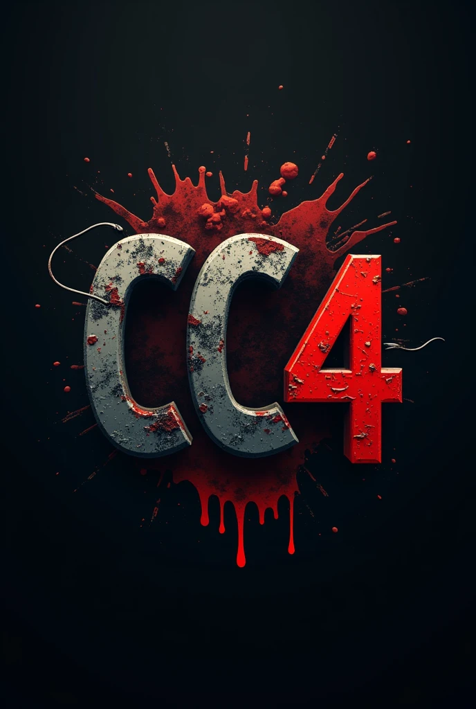 A logo for a group profile with the acronym "CC4". Along with the logo, find a way to implement an image of a C4 bomb along with the acronym logo. With a bomb known as C4. Image on the zombie apocalypse theme, specifically on the theme of a mobile game called Voraz.