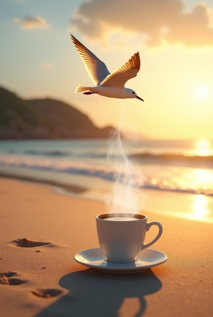 Sunrise bird beach coffee