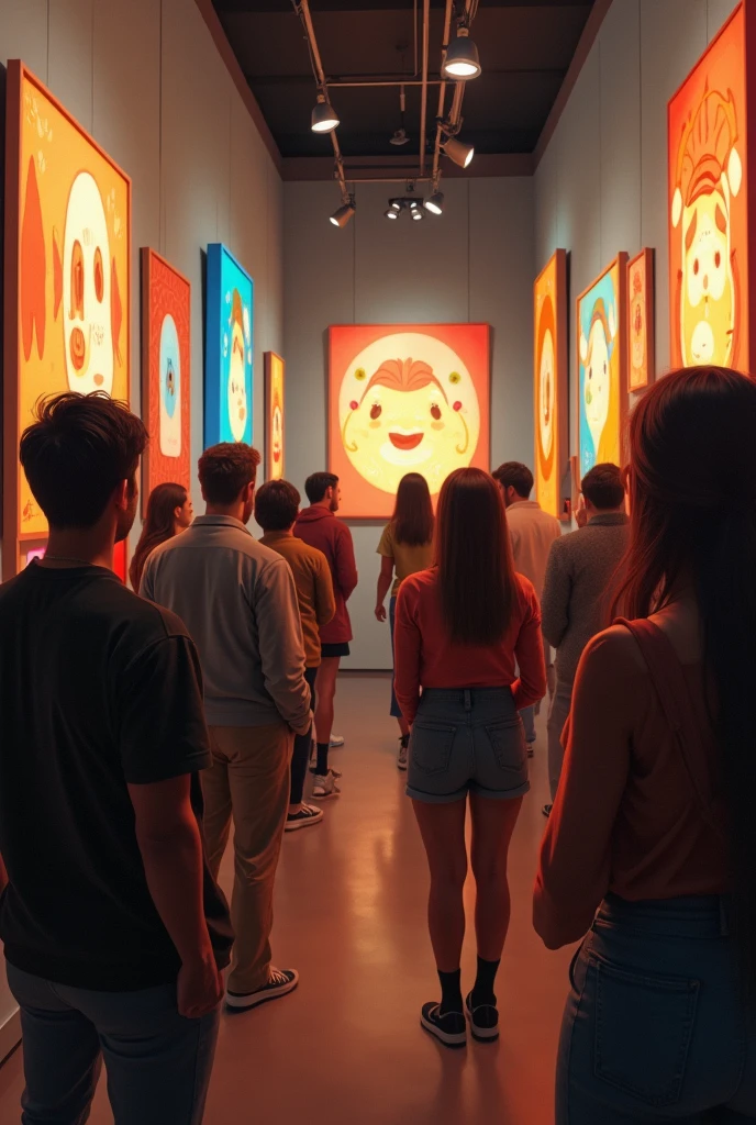 Audience reacting positively to the real art of Maya at the exhibition