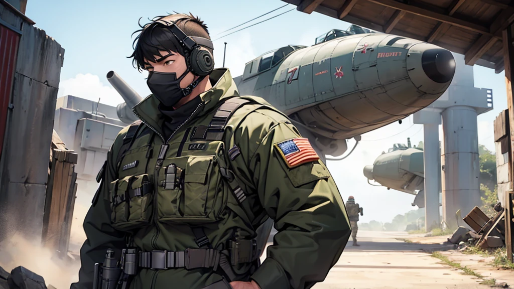 Man wearing full military gear 