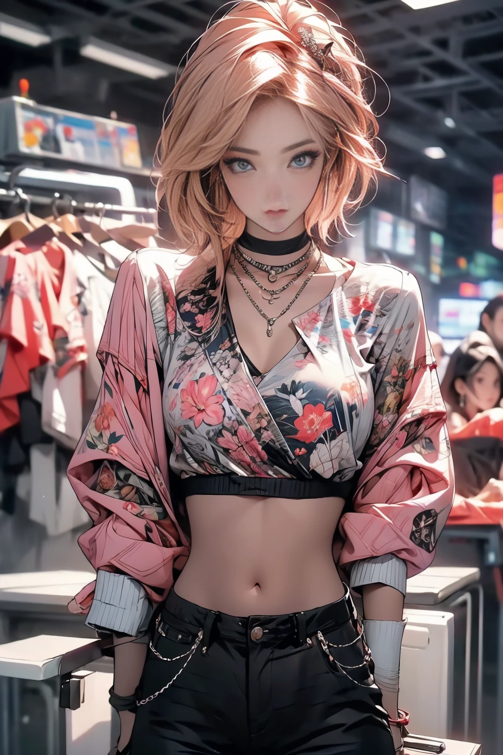anatomically correct, 5 fingers:1.3, fence_above, closearribA, Oh, league_of_LeyindA, sexy_for, Wallpapers, ophthalmic_eyes, zorro_ear, (zorro_cruz), A_Skirt, jacket of cuero negrA:1.4,(praise_pink_for the), half_bells, lookeof_in_shown_in_lookeof_in_viewer, short_hair, gloves, belly button, fail, blue_Good_eyes, Eternal, llino_body, weapon, footwear, necklaces, negro_gloves, pulp, incApuchAdo, hair_overcome_Yoon_Good_eyes, Cultivator_above, pork shirt, negro_pants, sneakers, Cut_jacket, cyber_punk_character, Cut_pork shirt, of_ofepneginive_v1_75 tons