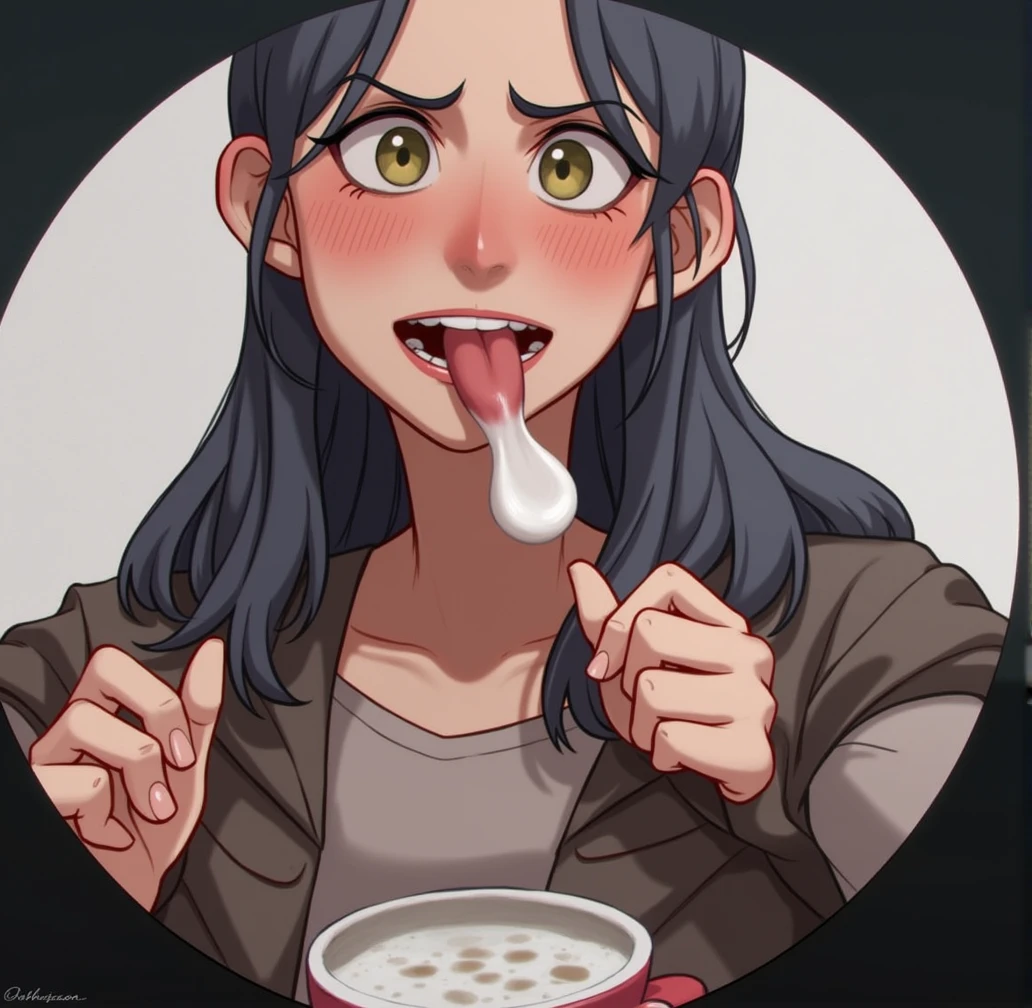 Stick your tongue out with milk on the tip.