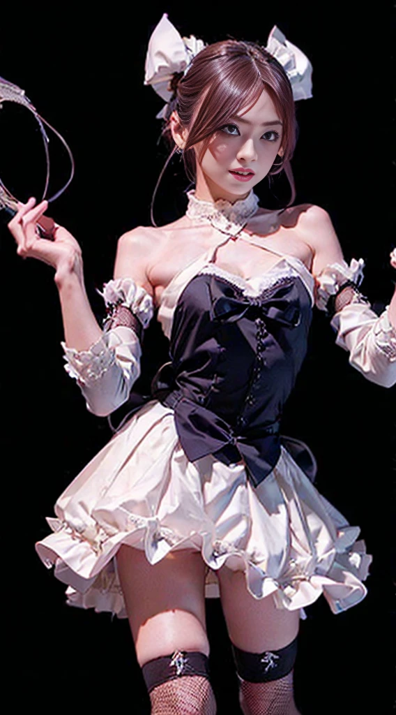 ((Anatomically correct))、(8k, RAW Photos, best qualtiy, tmasterpiece:1.2),(realisticlying, photos realistic:1.4)、((Skirt lifted))、((Panty shot))、((Large mesh fishnet stockings))、Platinum Jewelry、Bun twin tail、Big ribbon in hair、
Lolita Costume Costume,Lace, aerith gainsborough, The upper part of the body, undergarment,exposed bare shoulders, takeout, Old castle, hightquality, adobe lightroom, highdetailskin, looking at viewert,