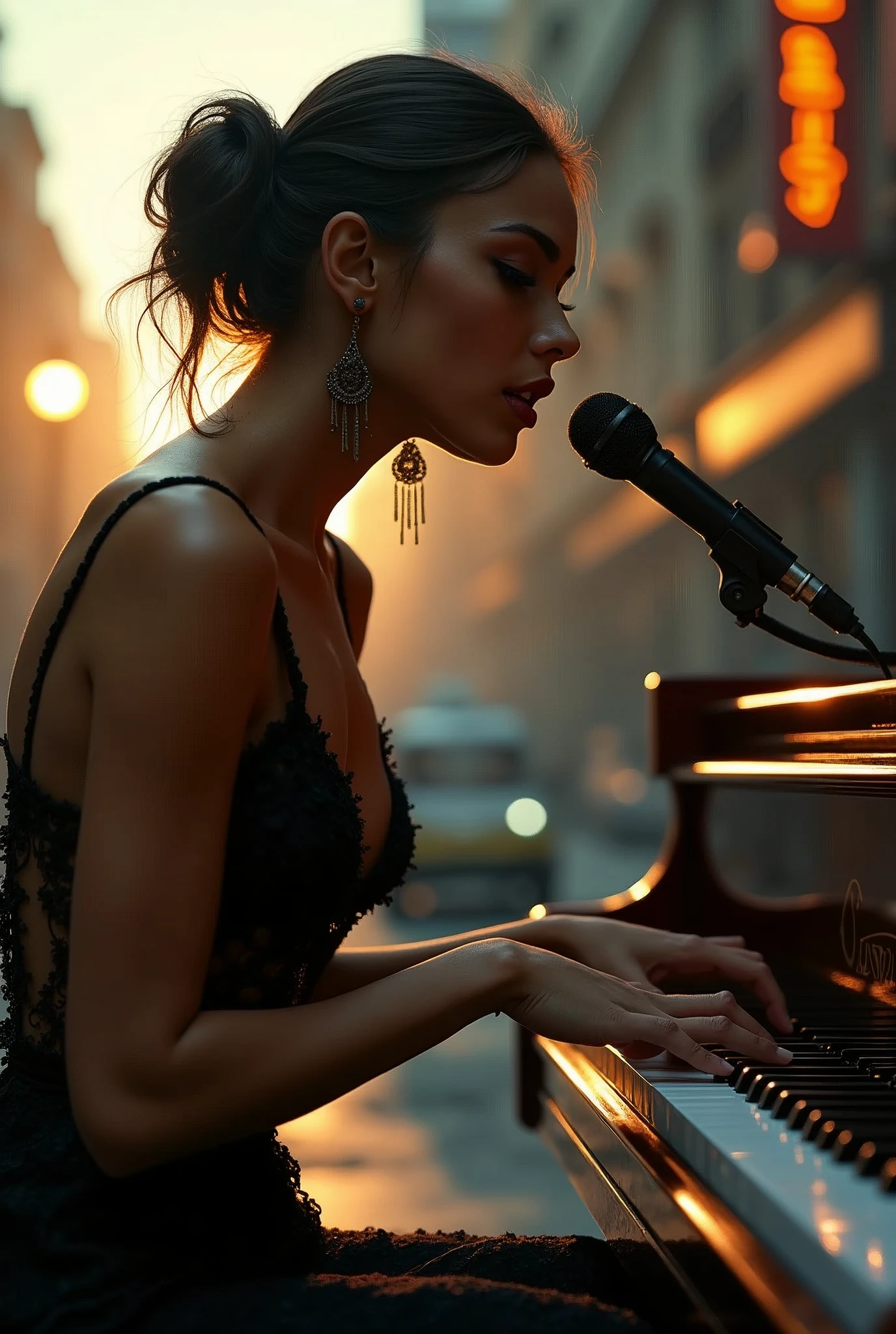 street piano,araffe woman in a bondage singing and playing a piano, a portrait by Wayne England, trending on cg society, arabesque, energetic jazz piano portrait, portrait sophie mudd, pianist, gorgeous woman, photo of the beauty gal gadot, portrait of gal gadot, zoë kravitz, ashteroth, promo image, advertising photo, promotional image