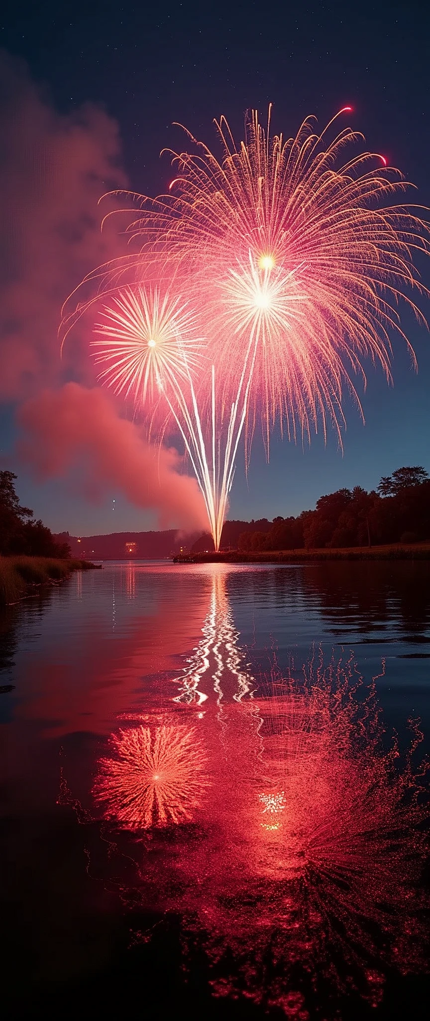 (masterpiece:1.2),(Highest quality),(Super detailed),(Ultra-high resolution),(Photorealistic),(RAW Photos),8k,wallpaper,Spectacular landscape photography,Letters with fireworks"It's hot, isn't it?"Writing,beautiful Fireworks,Colorful fireworks,(Beautiful night sky),(dynamic)
