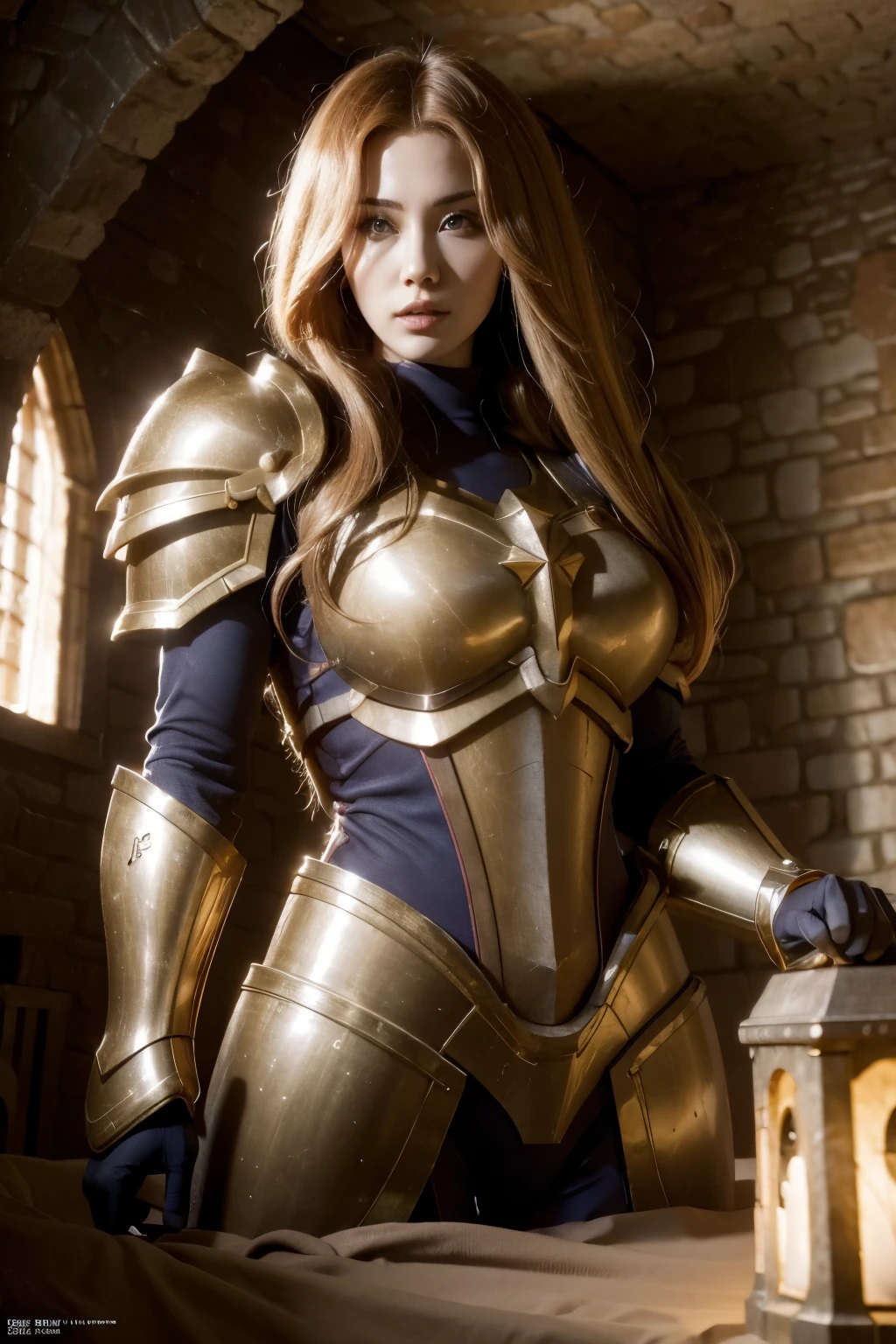 (leona league of legends), heavy armor, high resolution, super detaill, 8k, inside a castle, Overview
