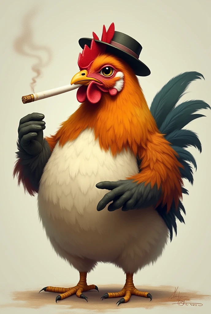 Chicken smoking a cigarette
