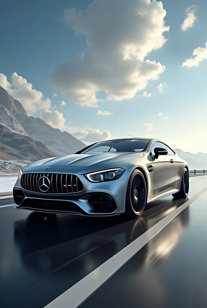 Giant car Mercedes fast moving