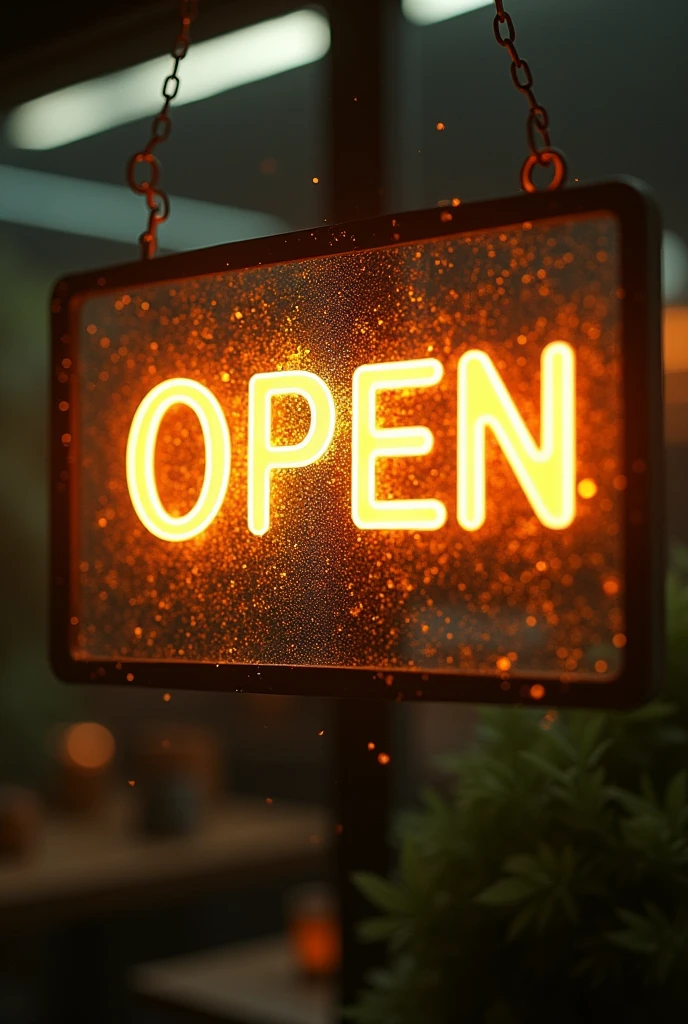 Create me an open sign with hashish pollen