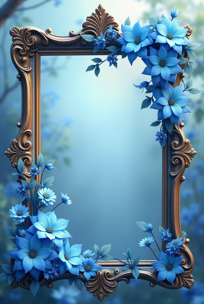 Picture frame with fairy blue flowers details