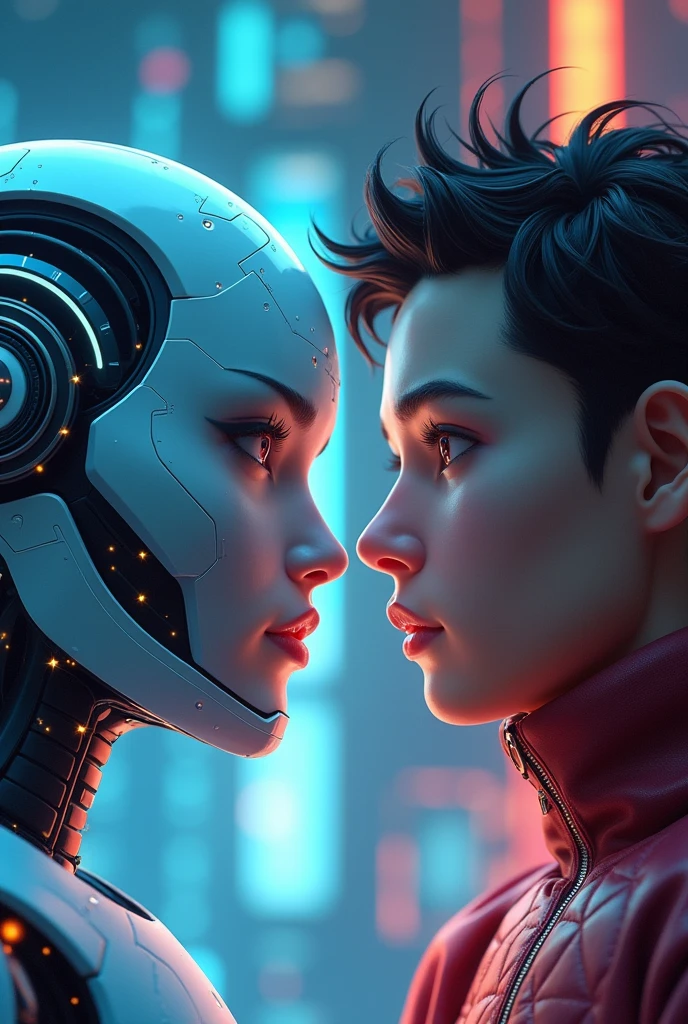 There are two characters, one represents AI artificial intelligence and the other represents traditional animation mode. In the future world, the creative battle between the two is about to begin