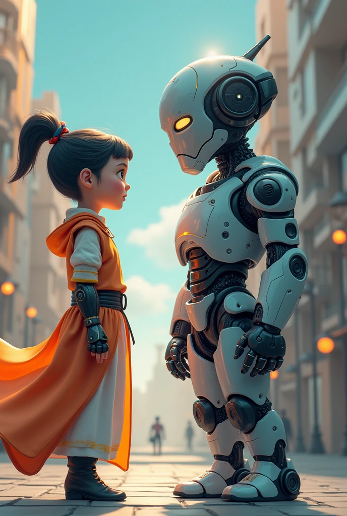 There are two characters, one represents AI artificial intelligence and the other represents traditional animation mode. In the future world, the creative battle between the two is about to begin