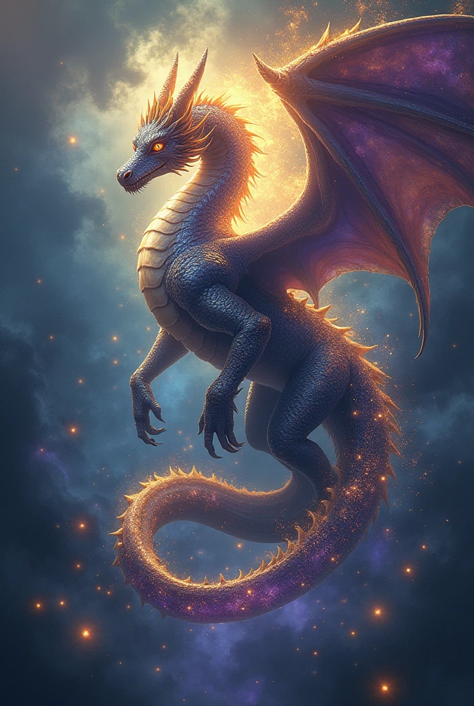 Dragon mixed with star snake around the body