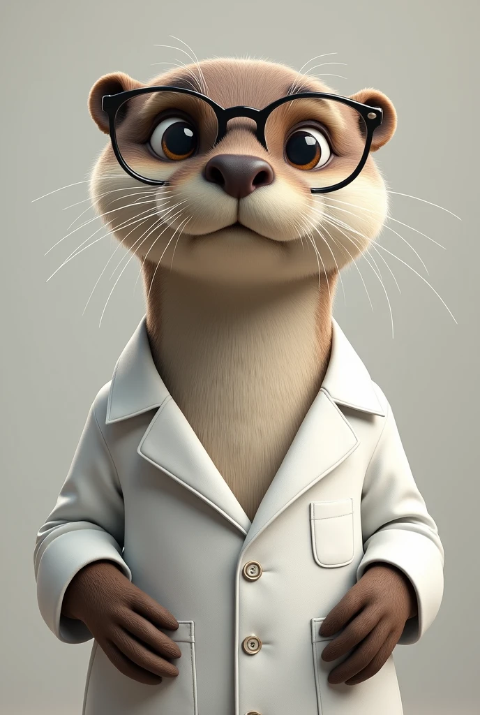 Otter with glasses and doctor's coat