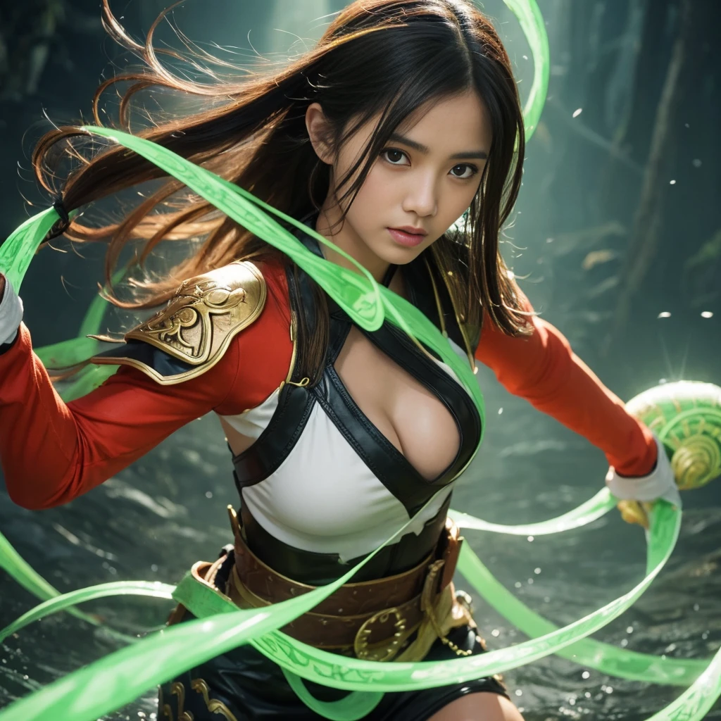 Female warrior, tentacles, slime, Japanese sword