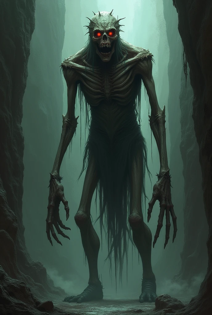 Believe me, a monster with a tall, thin body and a deformed face