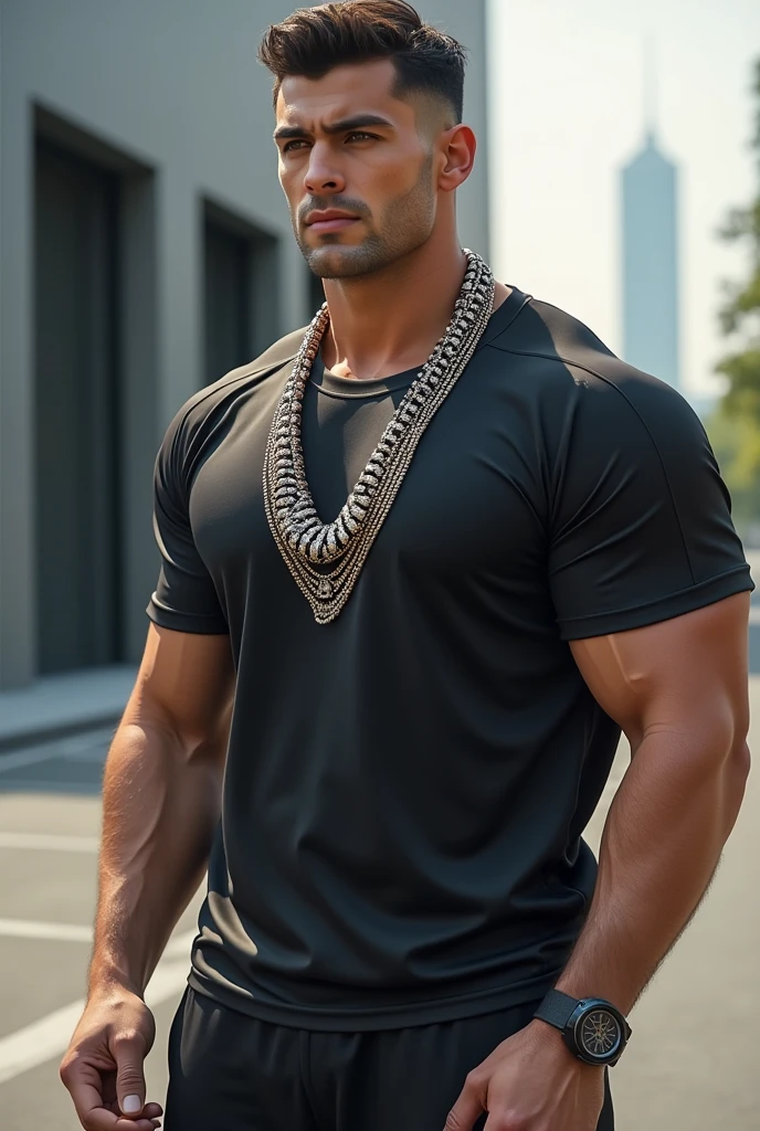 Thick necklace sportswear men's short sleeves