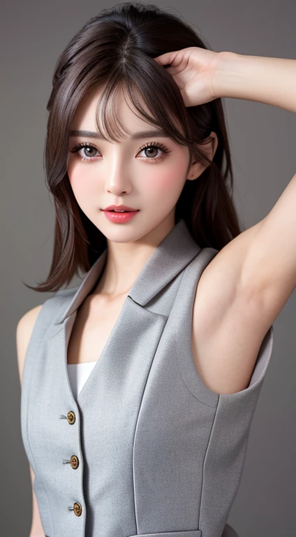 masterpiece, beautiful girl, Brown eyes、Light makeup:1.3、shortcut:1.5、Small, flat breasts:1.5、Show your armpits:1.4、No underwear:1.5、detailed, beautiful eyes, (Wearing a large vest,'t fits her small breasts nude:1.6)、best quality, 超high resolution, (Reality: 1.6), original photo, A girl, Cinema Lighting, (laughter:0.6), Japanese, Asian Beauty, Korean, appropriate, really beautiful, Slightly younger face, Beautiful Skin,Brown hair、 Slim small breasts, Wearing a large vest,'t suits her nude,And showing off her curves:1.6、Night scene background, (超Reality的な), (Raise your awareness), (high resolution), (8K), (非常にdetailedな), (The best Raise your awarenessns), (Beautiful and detailed eyes), (超detailedな), (wallpaper), (detailedな顔), Looking at the audience, 細かいdetailed, detailedな顔、Deep Shadows、Inconspicuous、Pure Face Ace_v1、46 points side bangs、Direct vision、I can see her small , flat chest、Brown eyes、
