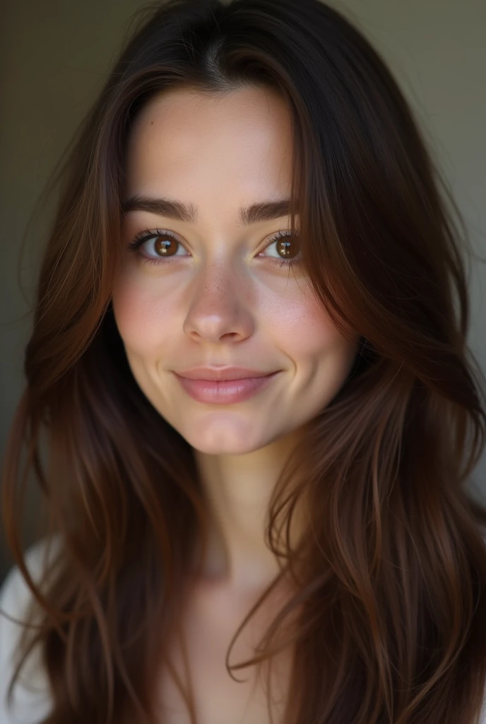 mido 1,70 I have long brown hair, white skin eyes brown eyes round features on my face make me a portrait in 2050