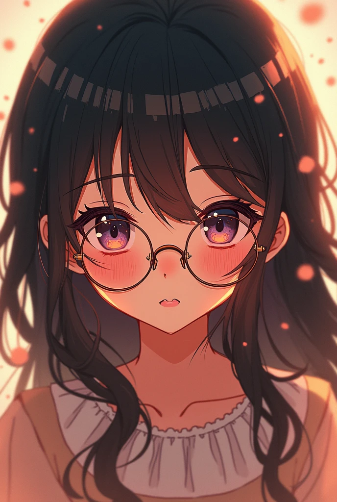 You create a girl with long hair and wearing glasses, that it be in anime style 