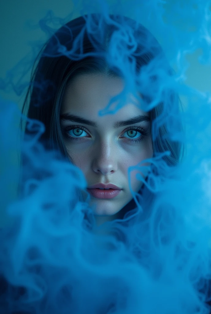 Blue eyes blue inspiral releasing blue smoke